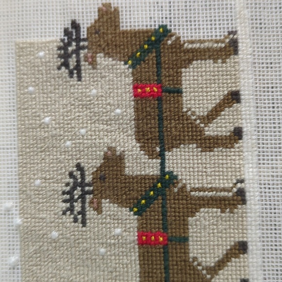 Hand Crafted Santa and Reindeer Cross Stitch - Picture 4 of 6